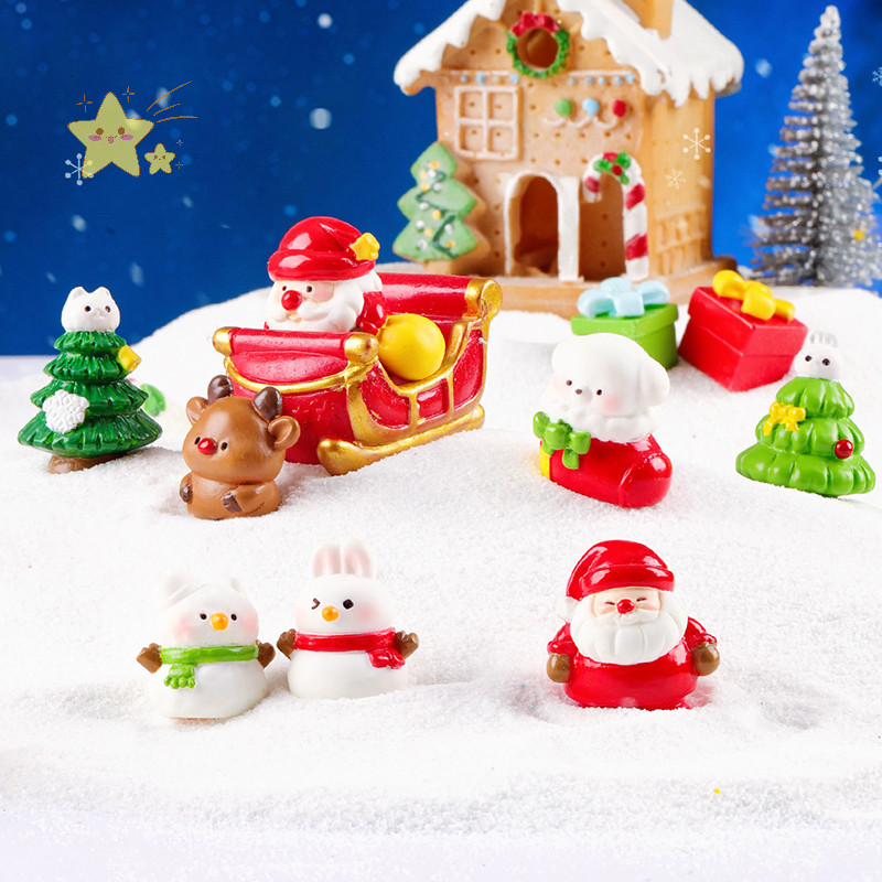 [JBTH] การ์ตูนต้นคริสต์มาส Snowman Santa Claus Micro ภูมิทัศน์เครื่องประดับตกแต่งเรซินตุ๊กตาน่ารักอุปกรณ์ทําสวน [JB]