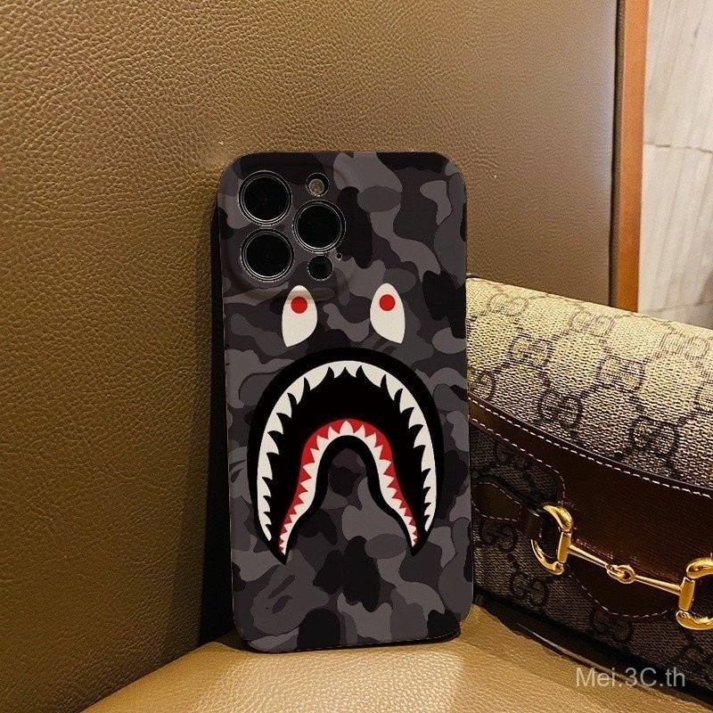ฟิล์มกรณียากสำหรับ iPhone 14 PRO MAX 11 13 12 7พลัส8 x XS MAX แฟชั่น Camo ฉลามโทรศัพท์ปก qjvh zggy
