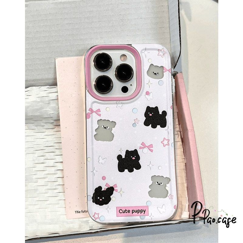 ลูกสุนัขน่ารักโบว์ TPU อ่อนเข้ากันได้ เคสไอโฟน 13 11 15 รูปที่ 8