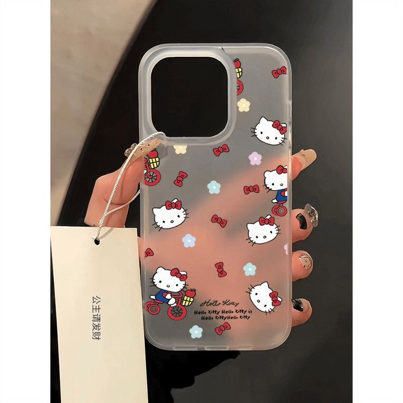 ขี่ KT Cat เหมาะสําหรับ Apple 16/15/14/13promax เคสโทรศัพท์ 12/11/xr นุ่ม xs/7p Frosted 8p เคสโทรศัพท์หญิง