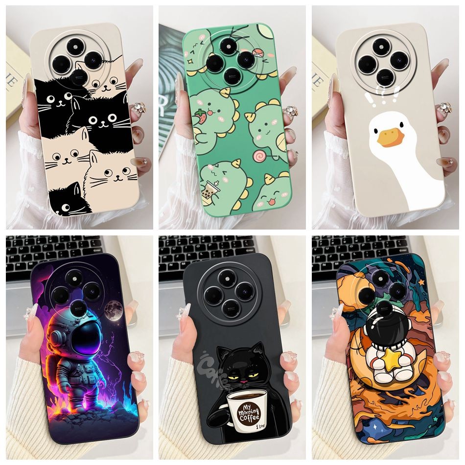 Xiaomi Redmi 14C น่ารักนักบินอวกาศแมวไดโนเสาร์การ์ตูนซิลิโคนอ่อนนุ่ม Jelly Case Redmi 14C 4G เลนส์ป้องกันเคสโทรศัพท์