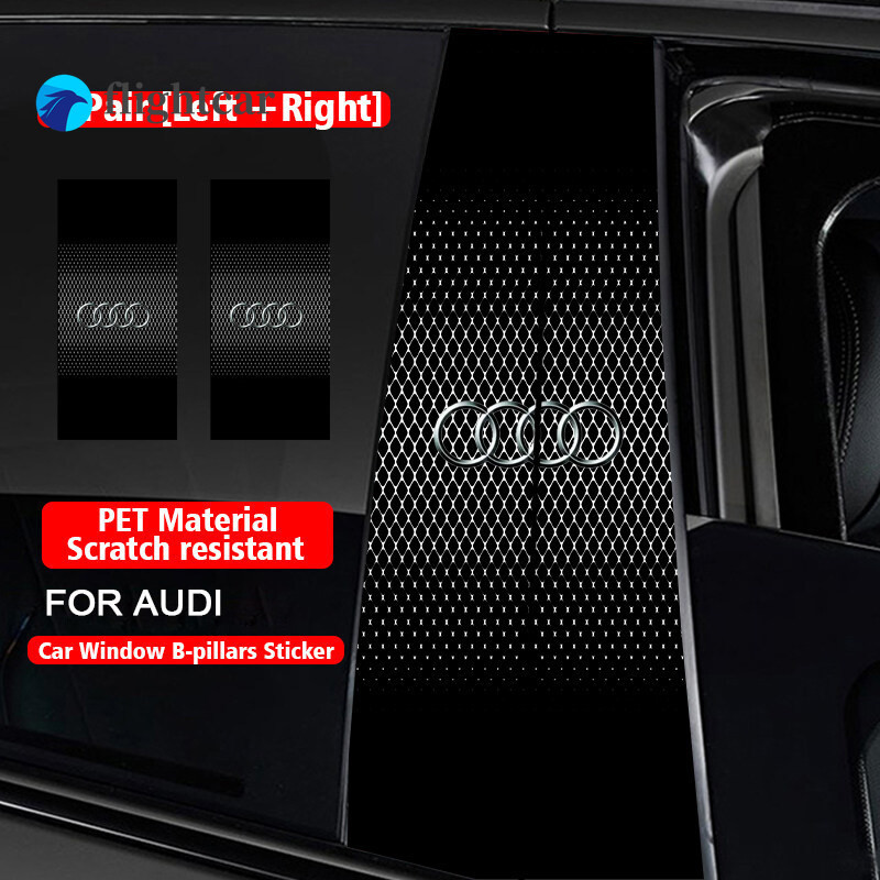 2pcs รถเสากลางสติกเกอร์หน้าต่าง B-เสาสติกเกอร์ PET ไวนิลตกแต่ง Trim Decal สําหรับ Audi A3 8l A1 Q5 T