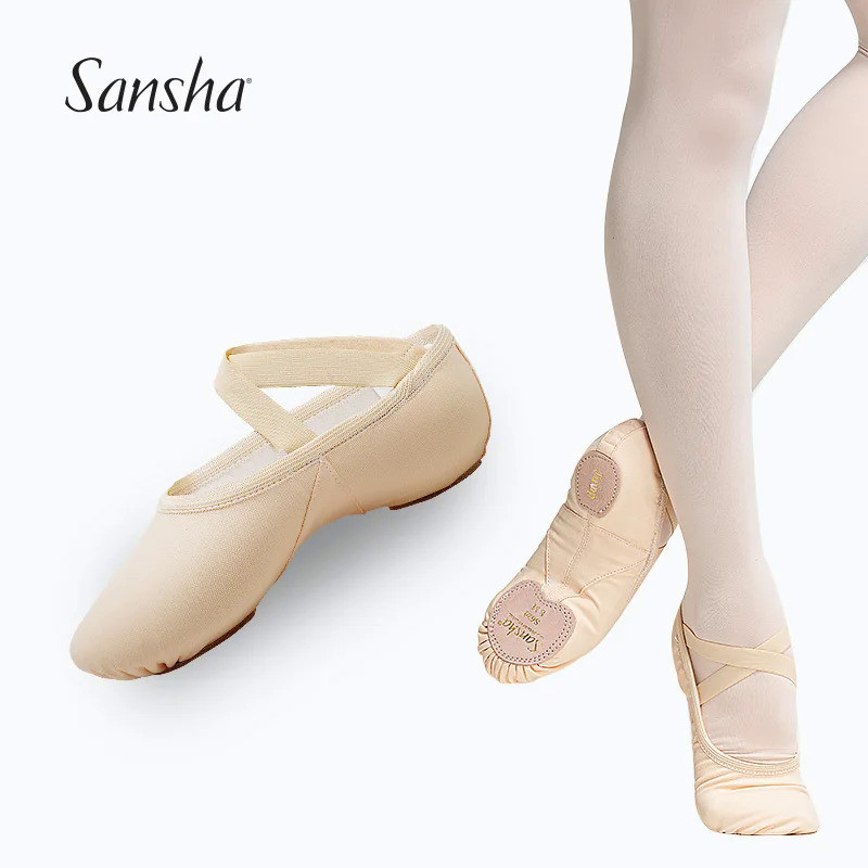 Sansha ผู้ใหญ่บัลเล่ต์รองเท้าผ้าใบ Professional Ballet Dance รองเท้าสําหรับสาวผู้หญิงผู้ชายสีชมพู/สีดํา/สีขาว/Light Tan S62D
