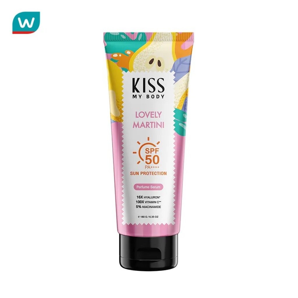 Kiss My Body คิส มาย บอดี้ ซัน โพรเทคชั่น เพอร์ฟูม เซรั่ม SPF 50 PA++++ เลิฟลี่ มาร์ทินี่ 180 กรัม