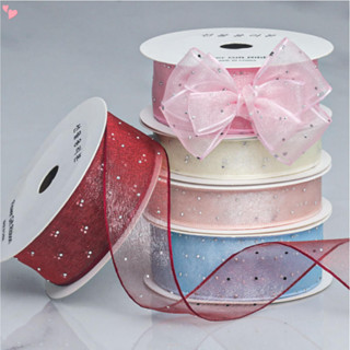 4 ซม./10 หลาเงินร้อนเจาะเส้นด้ายริบบิ้น Organza ริบบิ้นสําหร…