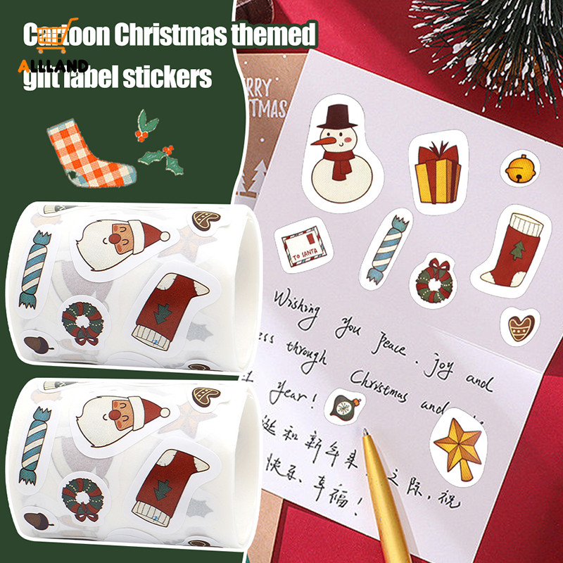 การ์ตูนน่ารักธีมคริสต์มาสปัจจุบันสติกเกอร์ฉลาก - Santa Claus Snowman รูปแบบเครื่องเขียน Decal - DIY การ์ดอวยพรตกแต่ง Xmas Applique
