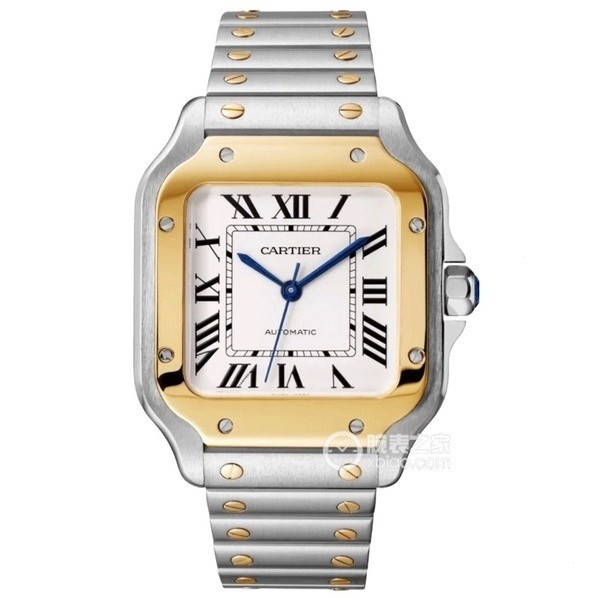 Cartier Santos Sports Casual Charm Trend Mens Automatic Mechanical Watch สายสแตนเลสประณีตนาฬิกาหรูหร