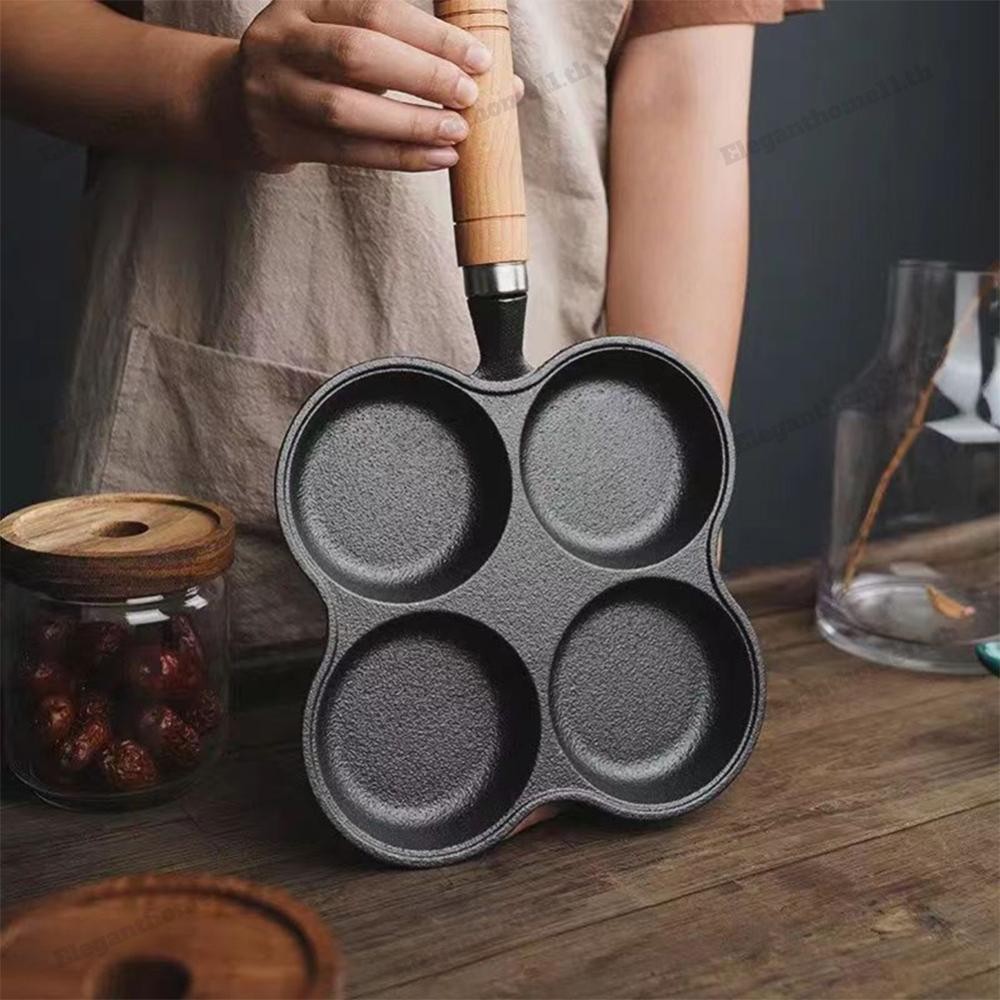 กระทะทอดไข่ 4 หลุม Non Stick Egg Burger Ham Pan ขนมปังฮัมบูร์กอาหารเช้า Maker