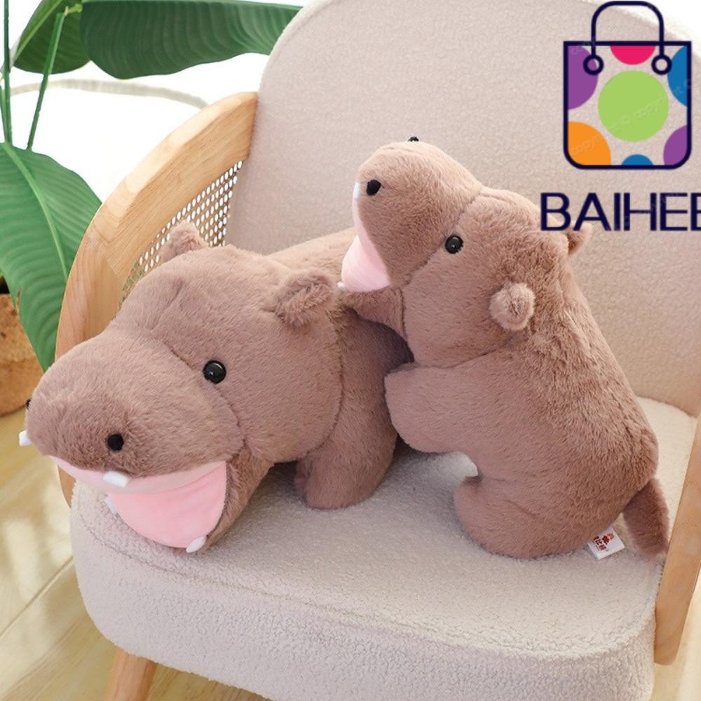 ไป๋เหอ Moo Dengของเล่นตุ๊กตา, มูเดง เด็กฮิปโปปากใหญ่ตุ๊กตาสัตว์, ตกแต่งบ้านน่ารักน่ารักการ์ตูน ฮิปโปปอตมู ตุ๊กตาของขวัญวันเกิด