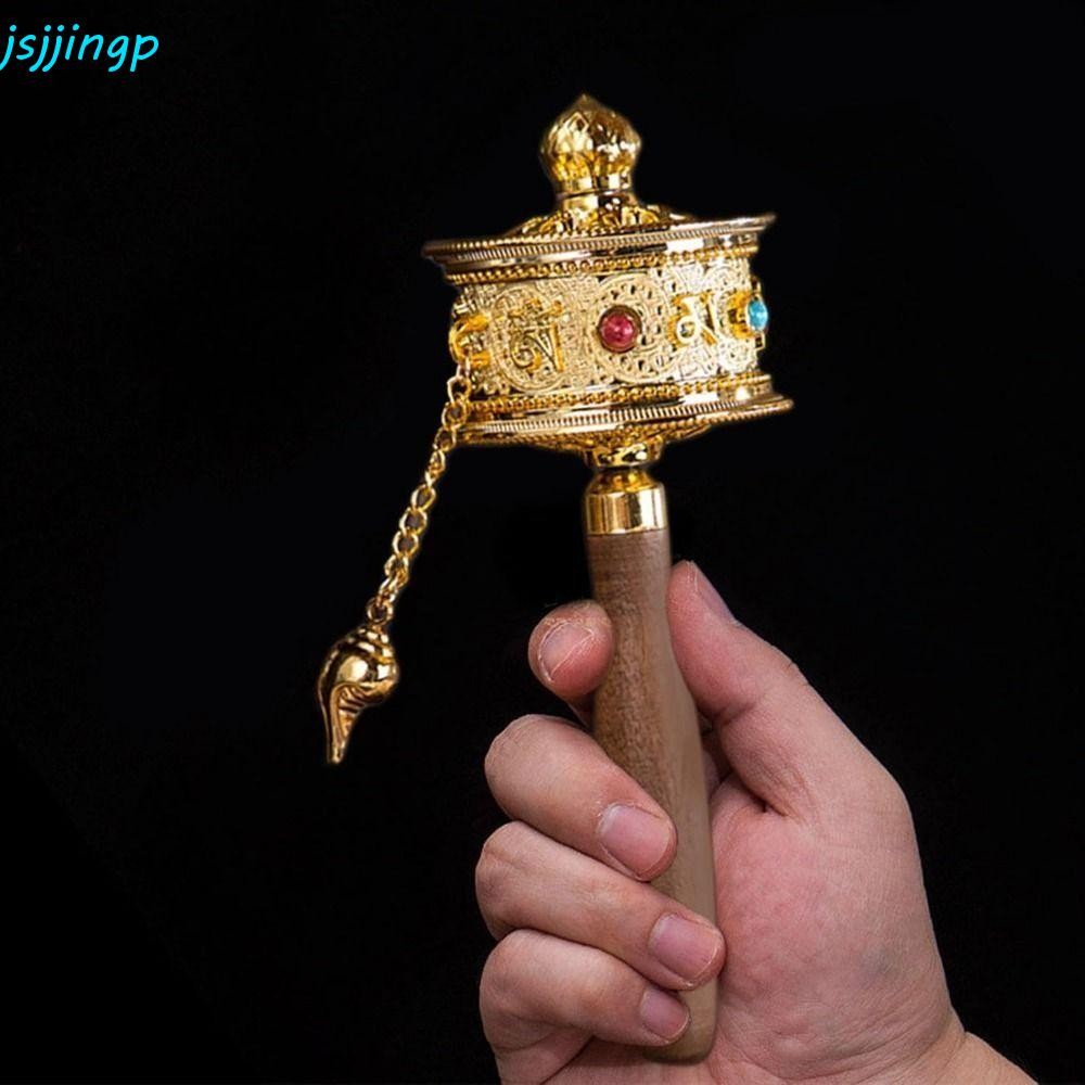 Jsjjingp ล้อสวดมนต์ทิเบต, Hand Cranking แบริ่งคู่เปิดเครื่องมืออธิษฐาน, ของขวัญหลากสีมือถือหมุนได้เครื่องประดับศาสนาตกแต่งบ้าน