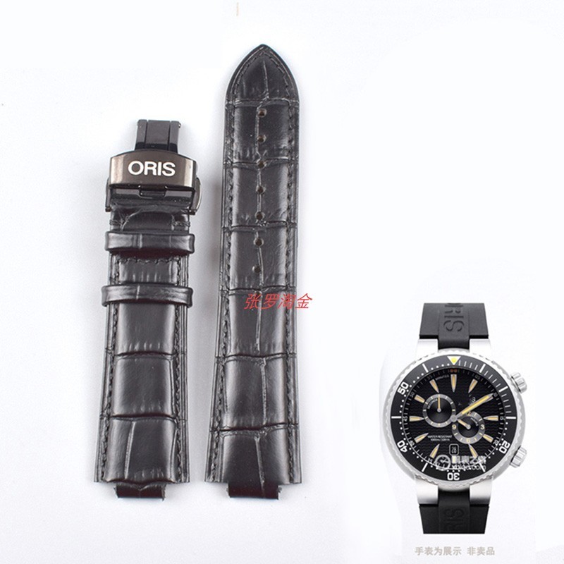 สไตล์ใหม่สายนาฬิกานูนเหมาะสําหรับ ORIS ORIS สายรัดดําน้ํา 733 สายนาฬิกาหนังแท้หัวเข็มขัดผีเสื้อ 11 ม