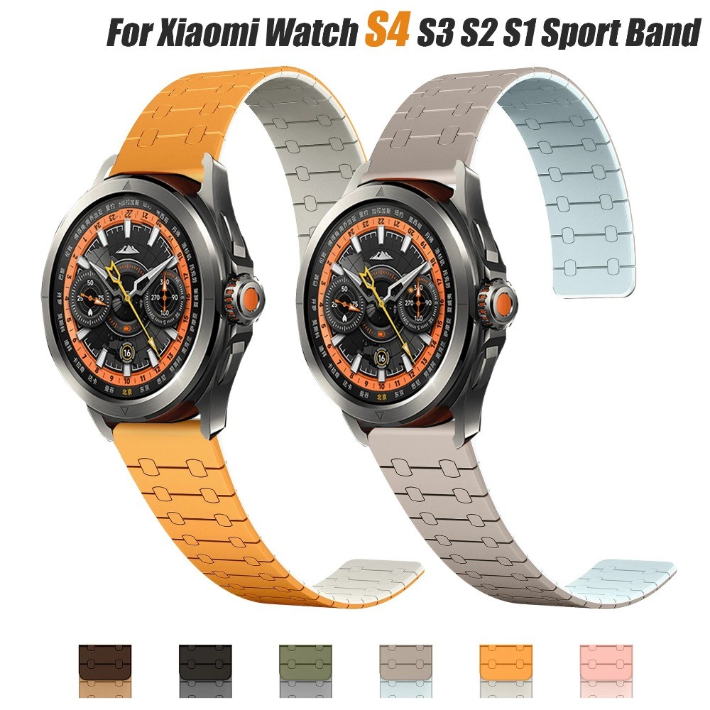 Manetic สายซิลิโคนสําหรับ Mi นาฬิกา S4 S3 S2 S1 กีฬากันน้ํา Bacelet สําหรับ Xiaomi นาฬิกา Color1/2/S1 pro/Active 46 มม.42 มม.สายรัดข้อมือ