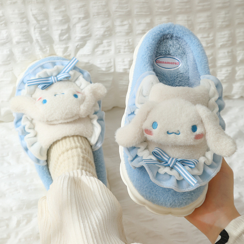 รองเท้าแตะ ผ้าฝ้าย พื้นหนา ลายการ์ตูน Sanrio น่ารัก