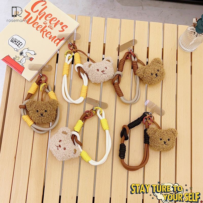 GANTUNGAN [รวมตุ๊กตา] เกาหลีน่ารักการ์ตูน 3D Plush Fuzzy Bears hp Clip Cross-body Lanyard Strap สร้อ
