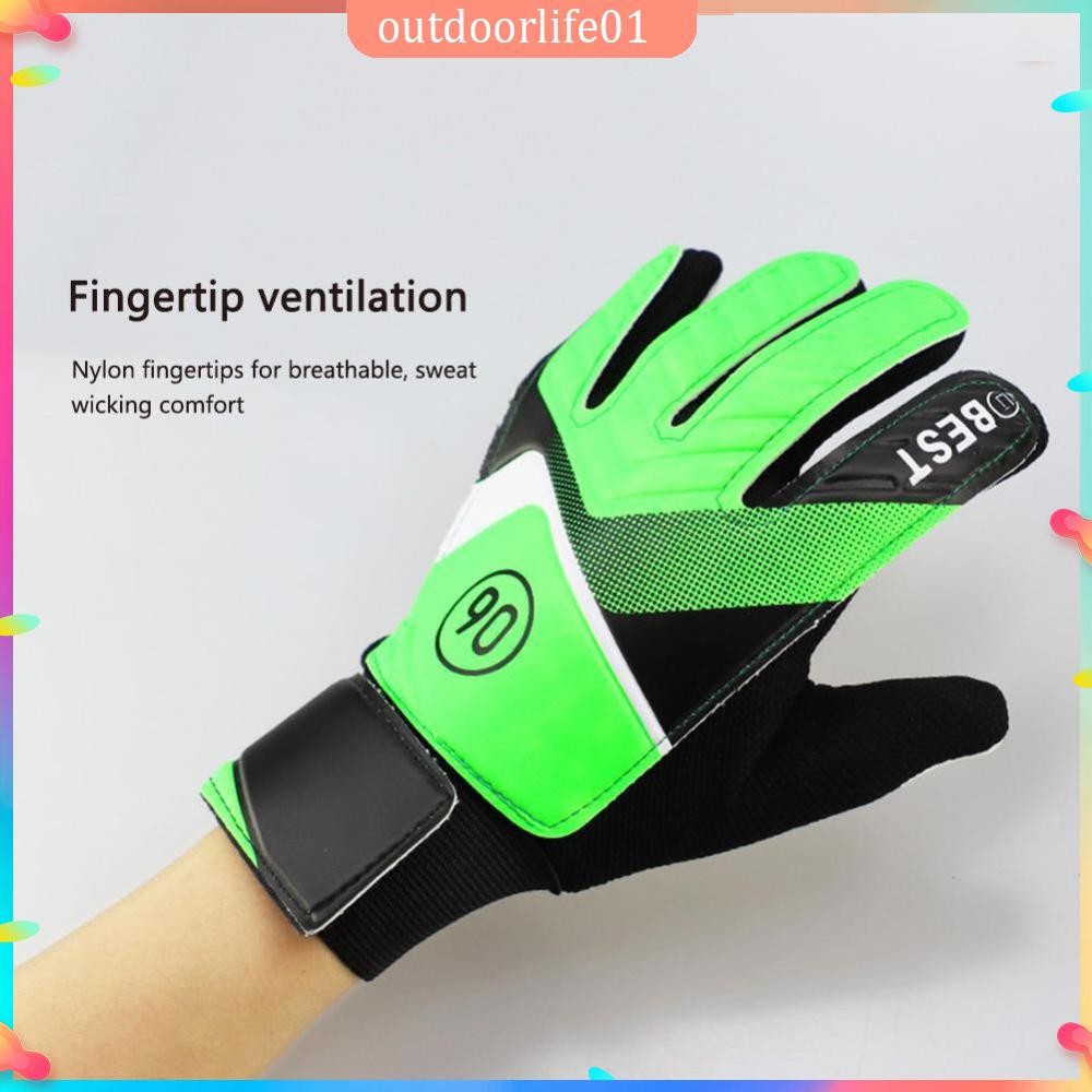 ✤โอเดล✤ Au Goal Keeper ถุงมือ Latex สนับสนุนถุงมือผู้รักษาประตูฟุตบอลกันน้ําสําหรับเด็ก Adu