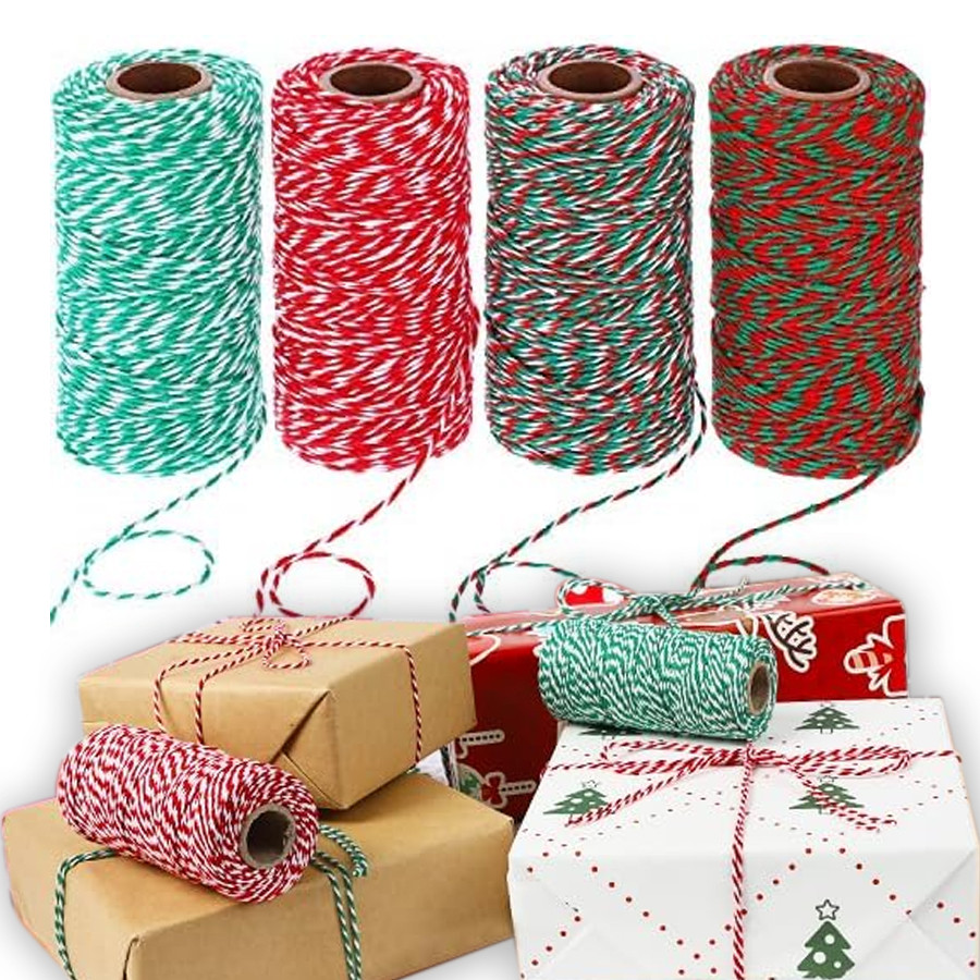 100m ผ้าฝ้าย Bakers Twine เชือก Rustic หัตถกรรม Handmade อุปกรณ์เสริมเชือกฝ้ายผ้าฝ้ายธรรมชาติ DIY สายไฟทําอุปกรณ์