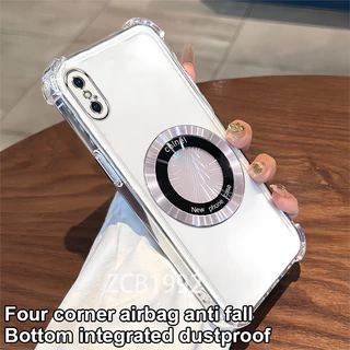 กันกระแทกเคสสําหรับ Iphone X XS XR XS MAX เคสโทรศัพท์ TPU แว่นขยายแม่เหล็กล่าสุดโปร่งใส premium Soft Case