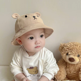 พร้อมส่ง หมวกกันแดดเด็ก หมวกชาวประมง ลําลอง ลายหมีน้อยน่ารัก หมวกตาข่ายระบายอากาศสำหรับเด็กชายและเด็กหญิง