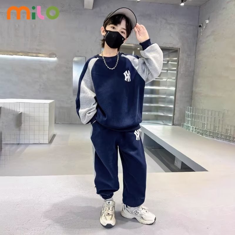 Milo ชุดสูทเด็กผู้ชาย แขนยาวและกางเกงขายาว สไตล์เกาหลี ฤดูใบไม้ร่วงและฤดูหนาว สะดวกสบายและอบอุ่น