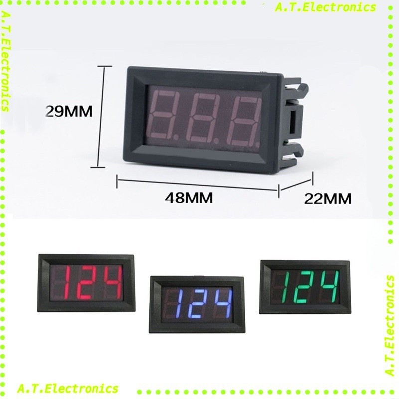 ถูกสุด! โวลต์มิเตอร์วัดแรงดันไฟฟ้าดิจิตอล Digital Voltmeter ขนาด 0.56" 5-60VDC 2สายพร้อมส่ง