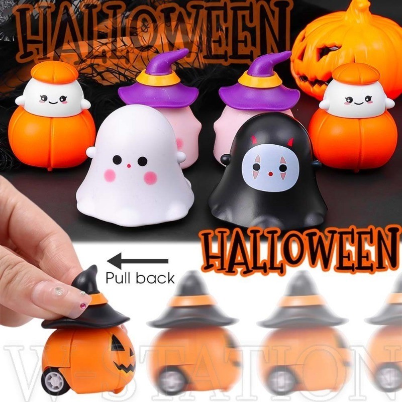 รถของเล่นพลังฮาโลวีน ผีฟักทองน่ารักตัวช่วยสร้างหมวกการ์ตูนสนุกสร้างสรรค์ของขวัญเด็กปาร์ตี้ฮาโลวีน