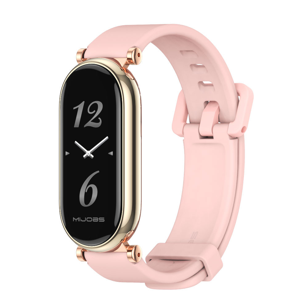 Mijobs สายซิลิโคนสําหรับ Mi Band 9 8 ผู้หญิงโลหะ Connetor สําหรับ Xiaomi Smart Band 9 NFC รุ่น Global Version เปลี่ยนอุปกรณ์เสริม Watchband