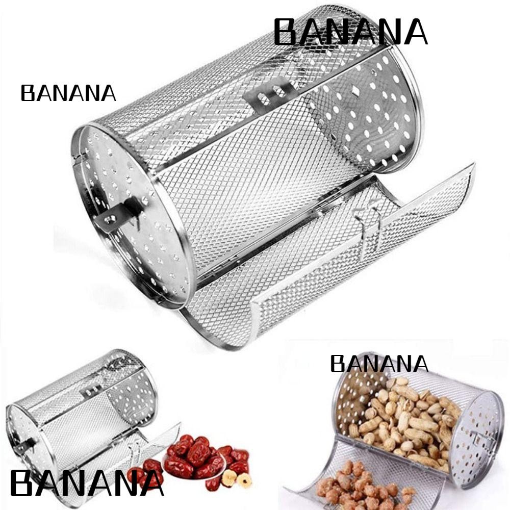 Banana1 ตะแกรงย่าง, ตะแกรงหมุนทรงกระบอกสแตนเลส, เครื่องมือบาร์บีคิวตาข่ายอัตโนมัติที่ทนทานอุปกรณ์เสริมหม้อทอดอากาศ