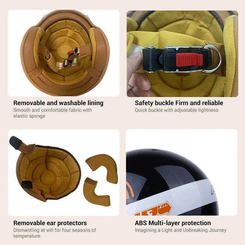 Motorcycle Helmet Scooter Four Seasons Capacete De Moto Scooter Helmet Motorcyclist Open Face Retro 
