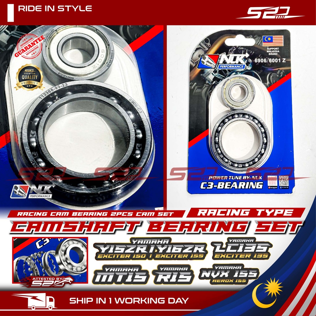 Camshaft Bearing Head NLK Performance Y15 Y16 LC135 NVX 155 R15 MT15 FZ150 C3 6001Z 6906 Racing Cam 