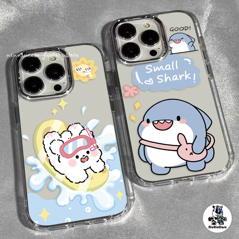 รูปแบบฉลาม เคสไอโฟน11 16 For iPhone 11 13 12 14 15 16 Pro Max X XS XR 14 15 7 8 Plus SE เคส รูปแบบโปร่งใส เคสไอโฟนสวยๆ
