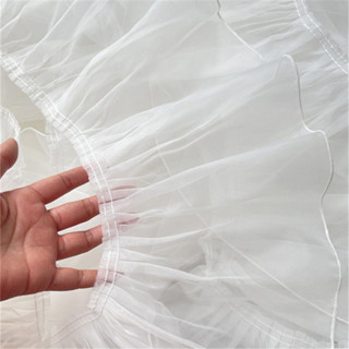 กว้าง20ซม. สีขาวพับใบบัวผ้าไหมแก้วเสื้อผ้าลูกไม้กระโปรงลูกไม…
