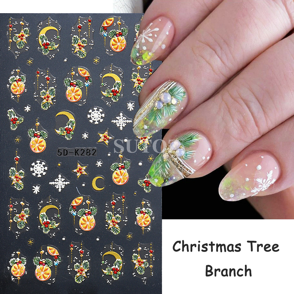 5d การ์ตูนกวางสติ๊กเกอร์ติดเล็บตกแต่งคริสต์มาสน่ารักหมี Penguins Bells ถุงมือเล็บ Sliders ปีใหม่เล็บ Decals NT5D-K281 - รูปที่ 3