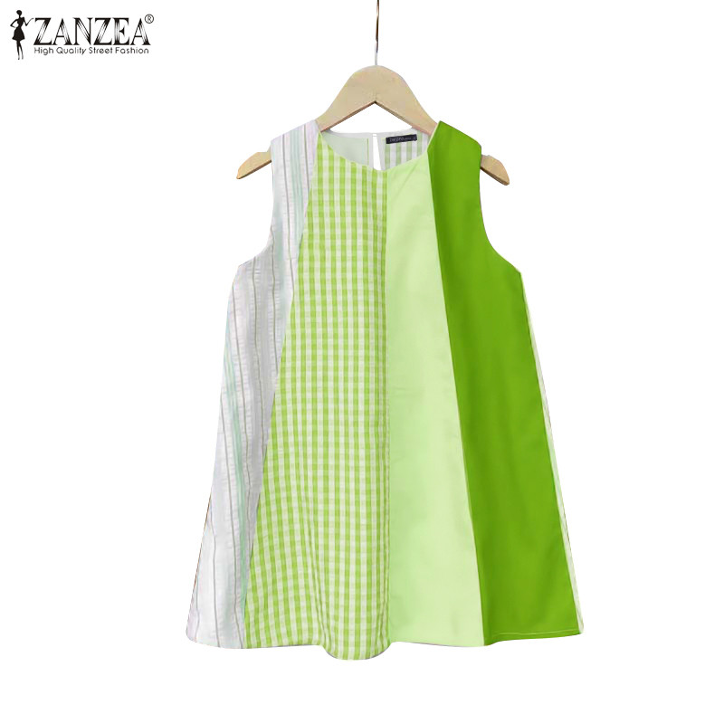 Zanzea เสื้อกล้ามผ้าเย็บปักเป้า A-Line สําหรับผู้หญิงแฟชั่นเกาหลี