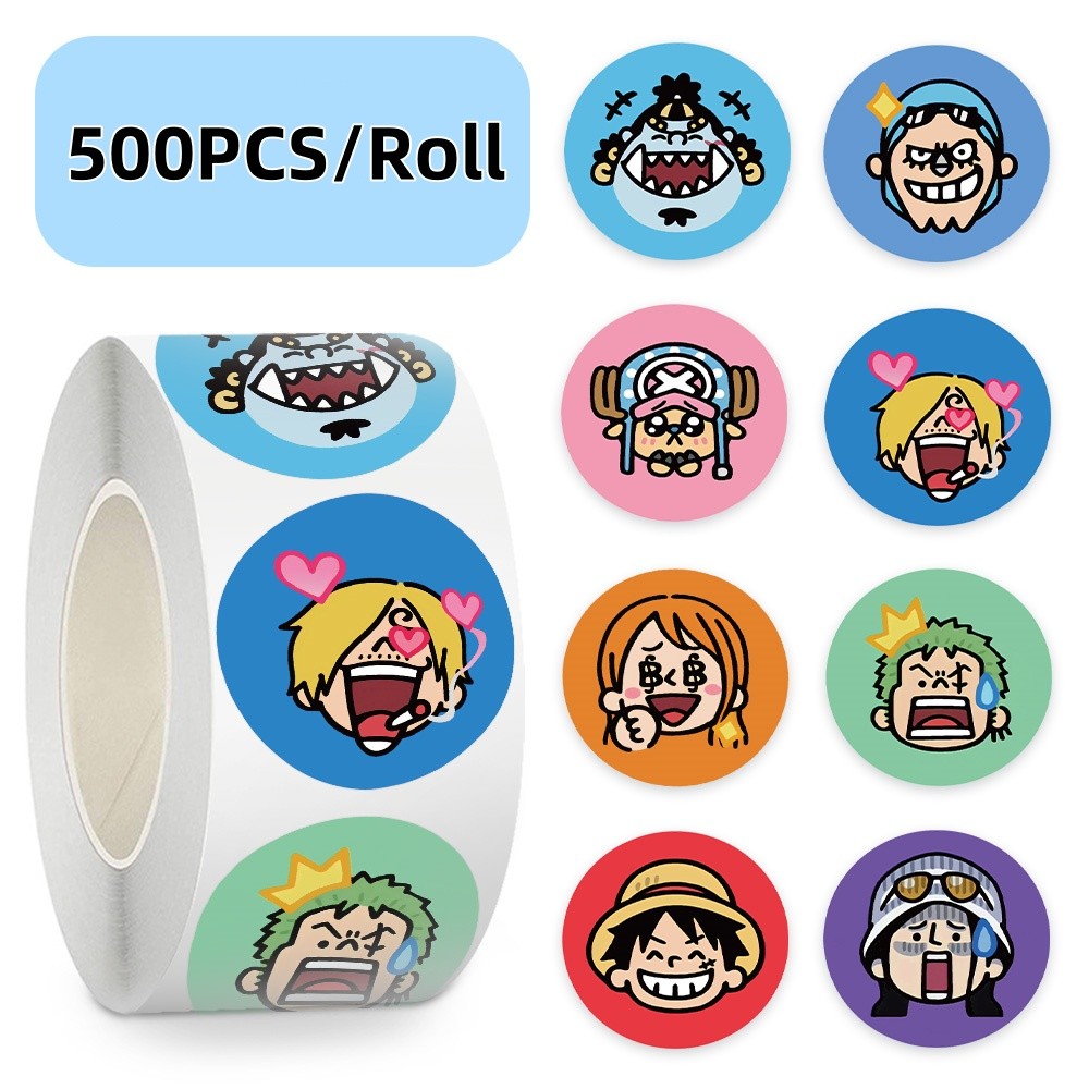 500 ชิ้น/ม้วนอะนิเมะ ONEPIECE สติกเกอร์ปิดผนึก Graffiti สําหรับกระเป๋าเดินทางเคสโทรศัพท์แล็ปท็อปโน้ตบุ๊ค Decals เด็กของขวัญ RecordingYourLife
