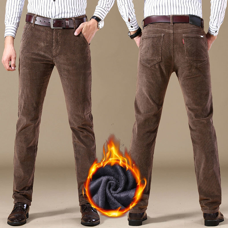 กางเกงวัยรุ่นยืดผ้าลูกฟูกทรงสลิมฟิตกางเกงพักผ่อนทุกคู่กางเกงผู้ชายฤดูหนาวกางเกงผ้าลูกฟูกหนาฤดูหนาวผู้ชาย