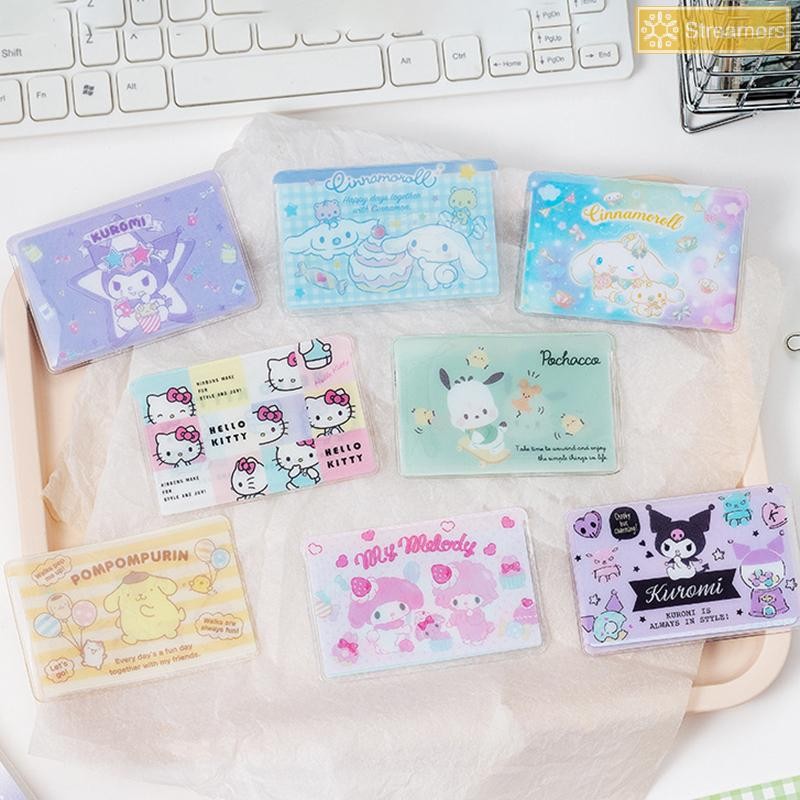 {Streamers} การ์ตูน Sanrio Card Case อะนิเมะรูป Kuromi Cinnamoroll Photo ID Card Holders ฝาครอบแฟชั่น Mini Card Sleeve Storage Case กระเป๋าใหม่