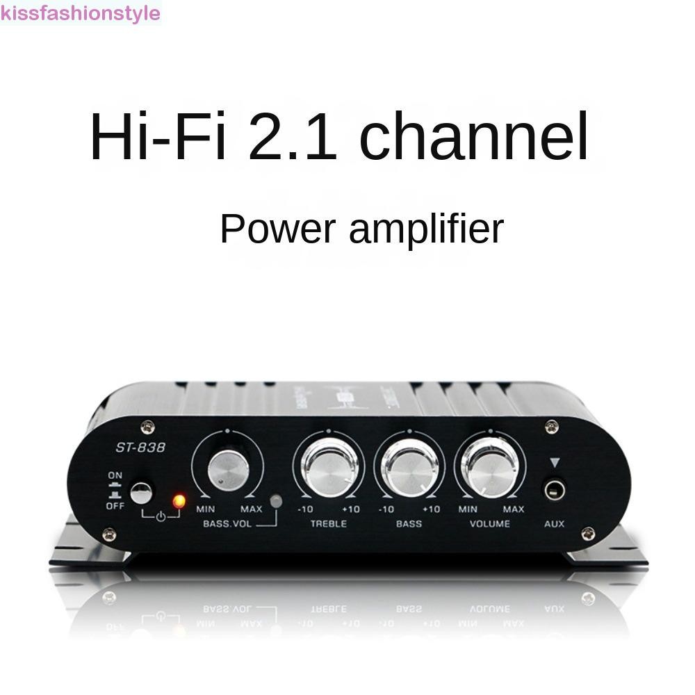Kissfashionstyle เครื่องขยายเสียงไฮไฟ, Super Bass Subwooferoof ST-838 เครื่องขยายเสียงอลูมิเนียม 2.1 ช่อง 12V สําหรับลําโพง/โทรศัพท์/คอมพิวเตอร์/DVD