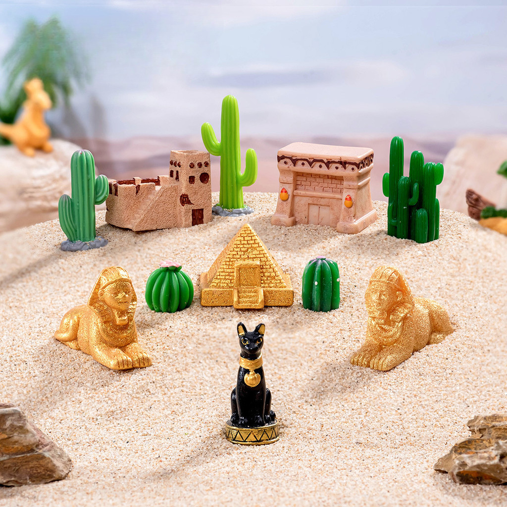 6 ชิ้น/เซ็ต Vintage พีระมิดอียิปต์ Miniatures เรซิ่นเครื่องประดับเดสก์ท็อป Fairy ตกแต่งสวน Micro ภูมิทัศน์