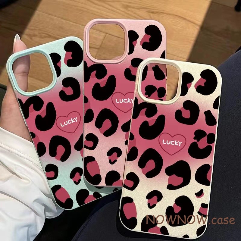 Iphone 16 15 14 13 12 11 Pro Max X XR XS Max 7 8 Plus INS การ์ตูน Cool สีชมพูเสือดาวพิมพ์สาวเคสโทรศัพท์ Soft cove