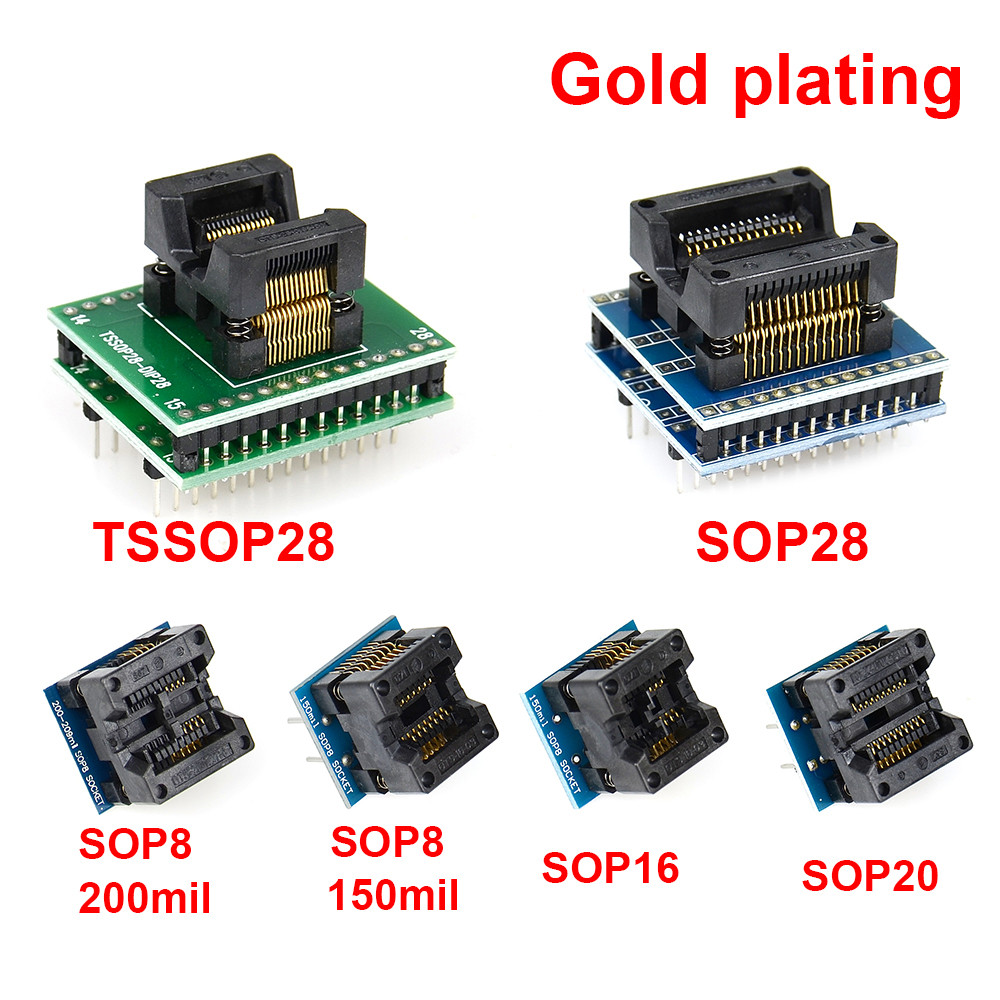 QSJZHY ชุด 6 อะแดปเตอร์สําหรับ TL866 โปรแกรมเมอร์ TL866cs/TL866A/RT809H/+ SOP28 +SOP8 + TSSOP48, ที่