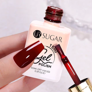 【Local】UR SUGAR 15ml Jelly Red Gel Polish Wine Red โปร่งแสงกึ่งถาวร UV Gel Nail Art Soak Off Gel วานิช