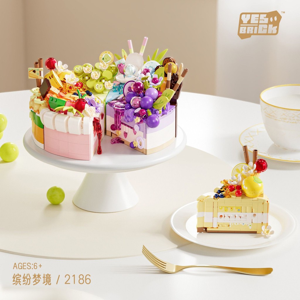เค้กวันเกิดแสนอร่อยอาคารบล็อกทําเองรุ่นตกแต่งสาวของขวัญประกอบของเล่นอาคารบล็อก2179-85