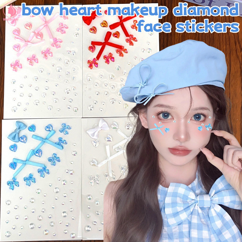[BZ] เครื่องประดับหน้าแบบ Adhesion ที่แข็งแกร่ง | สติกเกอร์เพชรอะคริลิค ออกแบบเป็นผีเสื�อ โบว์ และหั