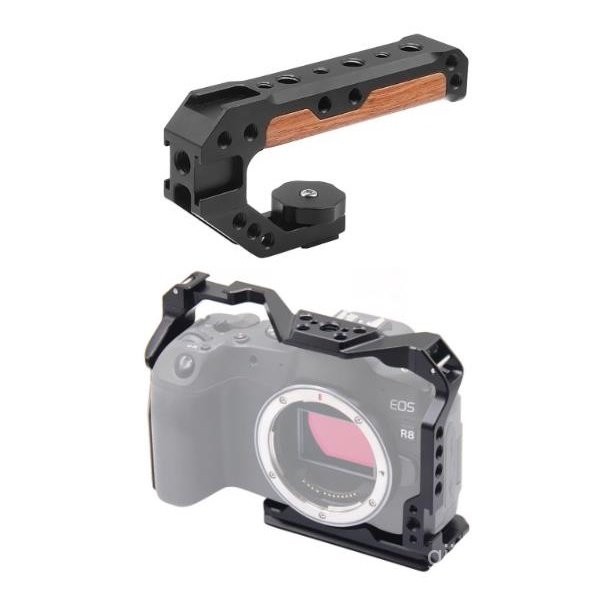 EOS R8 Camera Cage Rig for Canon DSLR Camera Cold Shoe Mount Protective Case Aluminum Alloy Cage ARR