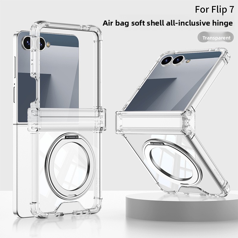 การป้องกันบานพับที่ชัดเจนสําหรับ Samsung Galaxy Z Flip 7 กรณีการออกแบบแฟชั่นโปร่งใส Z Flip6 Flip Z 7 วงเล็บหมุนได้เคสโทรศัพท์ – โปรปัง