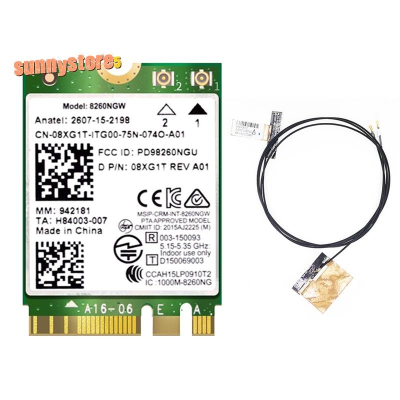 8260 8260NGW การ์ด WiFi + 2XAntenna 867M โมดูลการ์ดไร้สายสําหรับ AC 8260