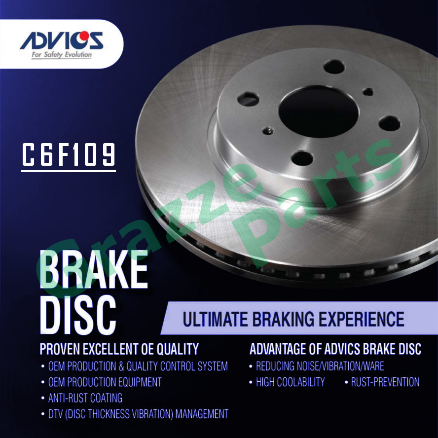 (1 ชิ้น) Advics Aisin Disc เบรคโรเตอร์ด้านหน้า C6F109 CR-V S10 2.0 RD1 RD3 RD5 B20B B20Z K20A Civic 