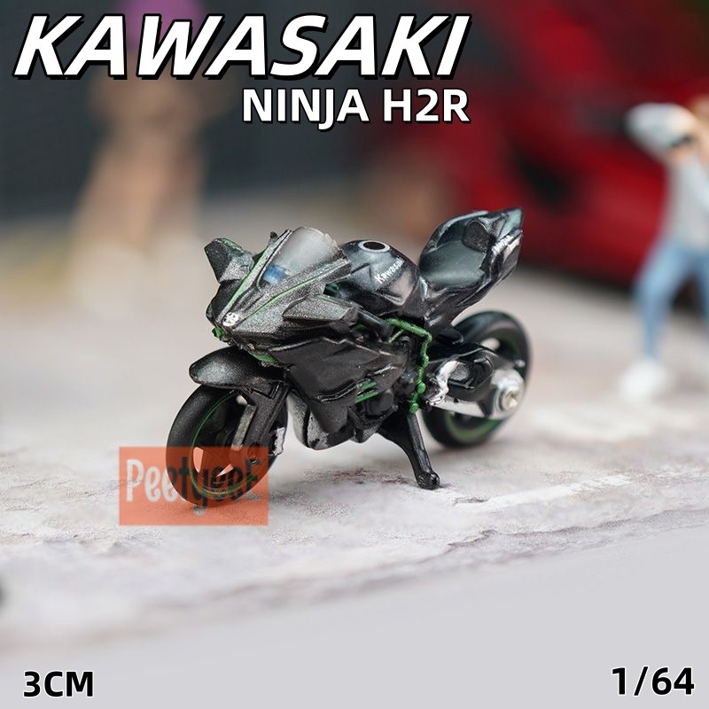 ฉากตกแต่ง 1/64 Kawasaki H2R โลหะผสมขนาดเล็กจักรยานยนต์แบบจำลองจักรยานยนต์มินิกระเป๋ารถแบบตกแต่งสถิติ#peetyeee