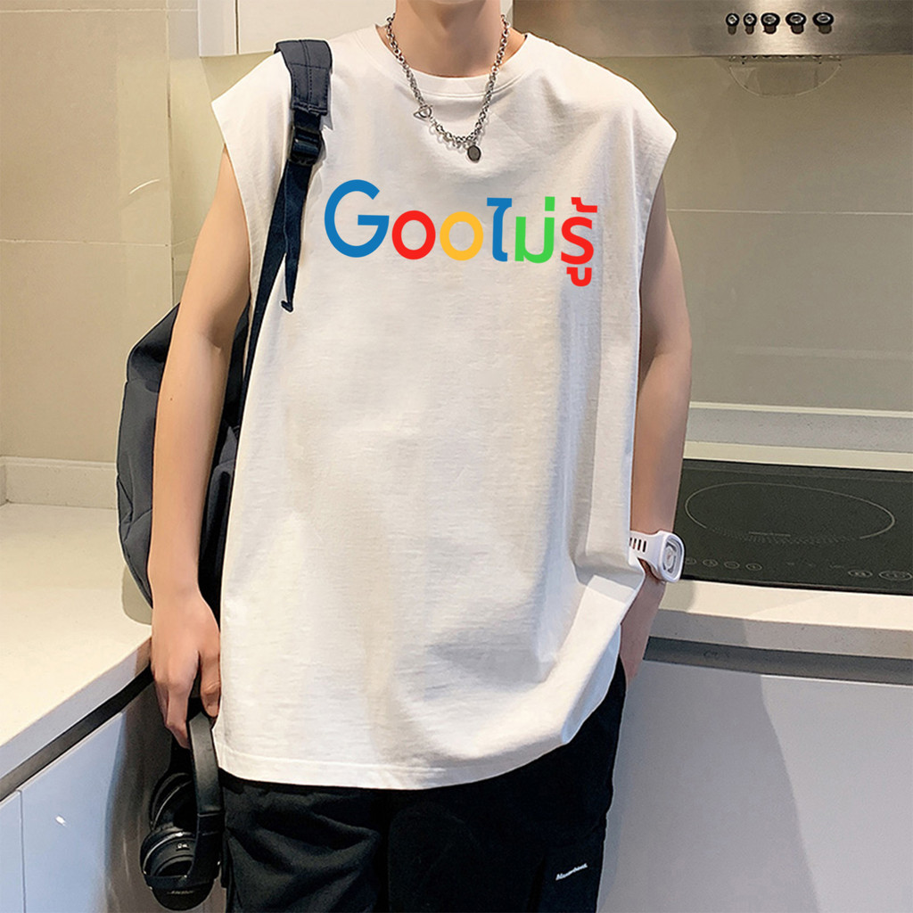 Sea.Tee[COD] เสื้อกล้าม ใส่ได้ทั้งชาย-หญิง เสื้อยืด oversize เสื้อ ผ้าCotton100% เสื้อยืดคอกลมแขนกุด ''Blue red yellow''