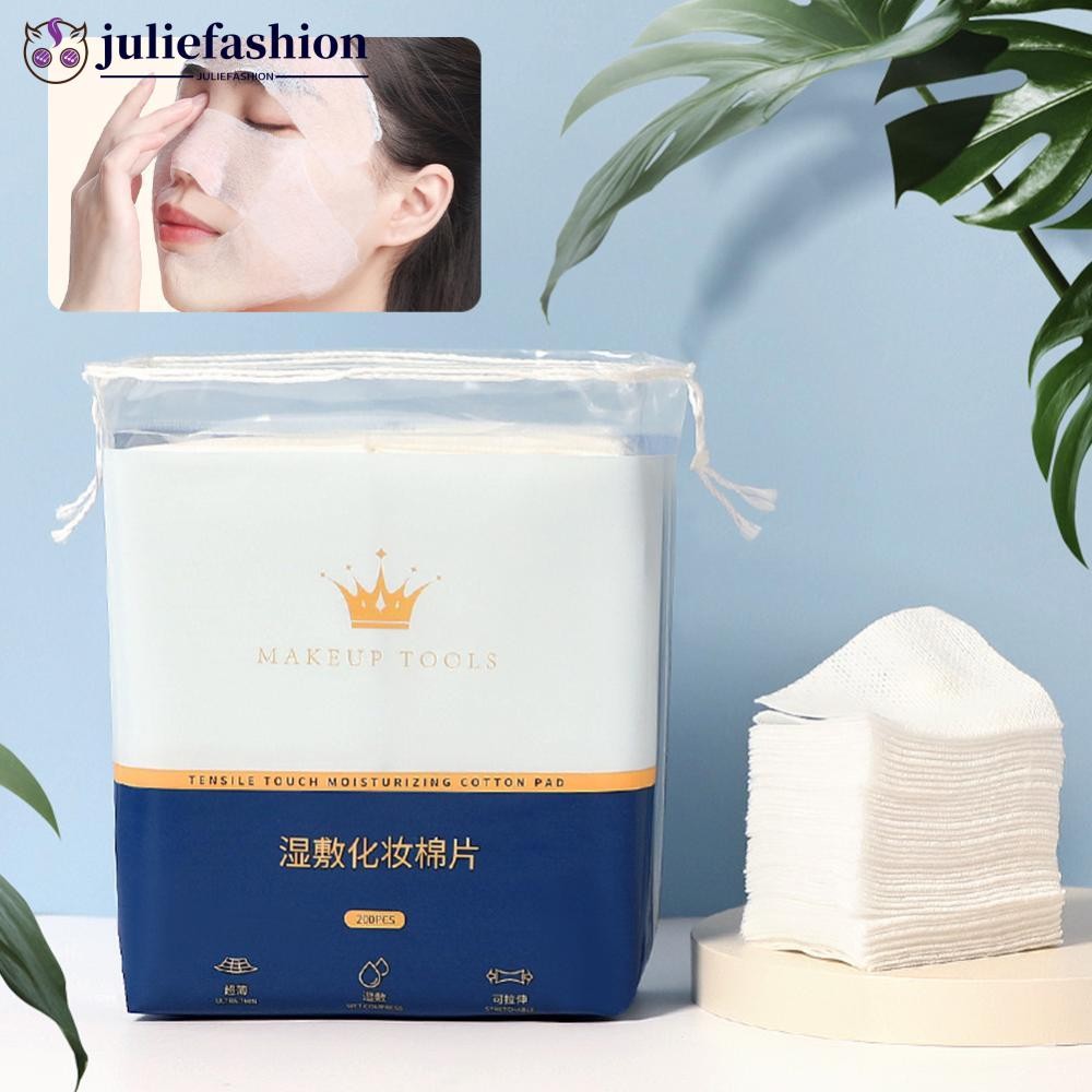 JULIEFASHION 200PCS ผ้าฝ้ายเปียกยืดทิ้ง Water Saving Cotton Pad แต่งหน้ากําจัดผ้าฝ้ายชิ้น Breathable